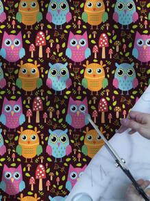 棕色貓頭鷹 Diy 布料,手工布料,可製成桌布、掛毯、衣服 - 彩色 - 查看 1