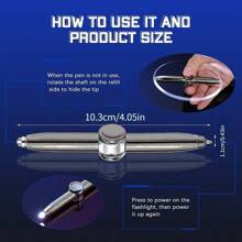 Fidget Gyro Pen With LED Light To Stress Reducer Thinking Ballpoint Pen Gift Pen Anti Stress Anxiety - Black - View 2