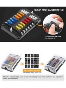 12 Ways Car Boat Fuse Box Holder Blade Fuse Holder Block With Warning Indicator 12V 36V Power Distribution Panel Board - Multicolor - View 5