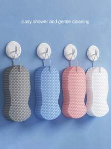 1pc Fish Scale Pattern Sponge Bathing Tool, 3d Bath Sponge, Anti-Scratch, Pain-Free - Grey - View 4
