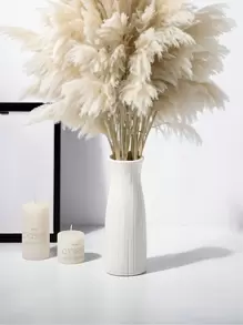 1pc Living Room Plastic Vase, Durable Flower Pot, For Dried And Fresh Flowers, Bedroom, Wedding, Home Table Decoration Gifts Birthday Graduation Home Decor Room Decor Flower Vase Glass Vase - White - View 2