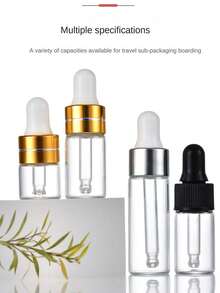 5入組旅行尺寸透明瓶,附螺紋金色蓋及滴管,適用於精油、香水、化妝品乳液等 - 彩色 - 查看 2