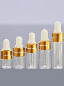 5入組旅行尺寸透明瓶,附螺紋金色蓋及滴管,適用於精油、香水、化妝品乳液等 - 彩色 - 查看 1