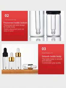 5入組旅行尺寸透明瓶,附螺紋金色蓋及滴管,適用於精油、香水、化妝品乳液等 - 彩色 - 查看 7