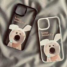 1pc Personalized Acrylic Phone Case With Dog Mask Design, Black & White, Compatible With Multiple Apple Models - Black and White - View 8