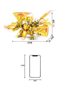 1套578件兒童建築積木金色雙頭龍機械玩具套裝,可變形人物玩具,適合8歲以上男孩和女孩創意拼圖玩具 - 彩色 - 查看 2