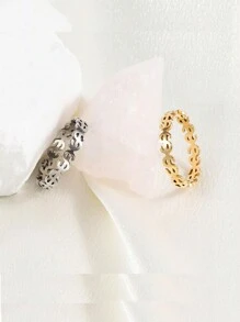 1個時尚不鏽鋼創意美元符號戒指 - 銀色 - 查看 2