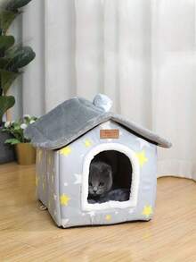 1件創意寵物廁所可拆卸並可清洗房屋式貓砂貓狗砂封閉式房屋寵物用品 - 彩色 - 查看 7