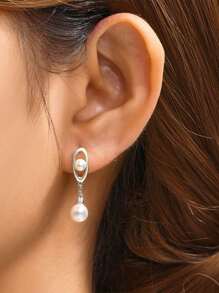 1對女性簡約時尚的細水滴耳環,925純銀18k金鍍古董極簡主義,適用於感恩節訂婚的致我愛人 - 銀色 - 查看 9