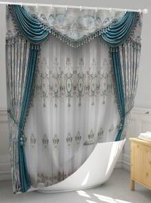 một miếng Tấm màn Ngắn In Rèm cửa nhà tắm , Hiện đại Polyester Chất xơ Hình vuông Rèm tắm chống nước Thích hợp Đối với Phòng tắm Nhà  Sử dụng - Nhiều màu - Xem 7