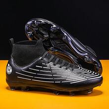 男女專業足球鞋,高筒版本,配有螺旋式釘鞋,適用於人造草訓練 - 黑色 - 查看 3