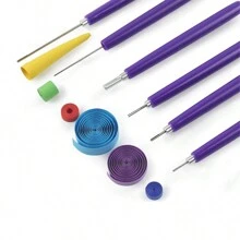 5PCS Purple Color Multifunction Quilling Slotted Pen Kit Quilling Needle Pen Paper Quilling Filigrana Tools Set For Paper Strips Quilling Paper-Rolling,Paper-Scrolling,Filigree,Mosaic,Quilling Project Casual Summer, School