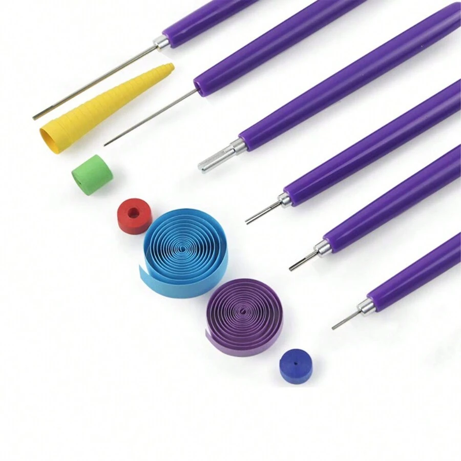 5PCS Purple Color Multifunction Quilling Slotted Pen Kit Quilling Needle Pen Paper Quilling Filigrana Tools Set For Paper Strips Quilling Paper-Rolling,Paper-Scrolling,Filigree,Mosaic,Quilling Project Casual Summer, School
