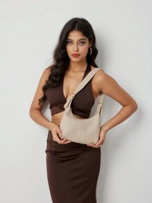 Women's Leisure Small Shoulder Armpit Bag - Beige - View 6