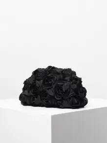 Elegant Rose Pattern Evening Bag, Wedding Party Clutch Bag, Gentle And Sweet Ladies Purse, Valentine'S Day Gift For Ladies (Random Pattern) Valentines, Fashionable Clutch Bags For Woman - Black - View 2