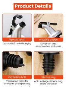 10 件裝帶倒嘴矽膠瓶塞適用於油、醋、醬瓶 - 彩色 - 查看 3