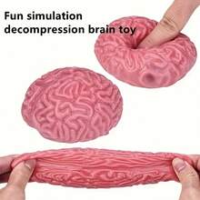 1只橡膠模擬腦部減壓擠壓球,有創意的人形勺子狀減壓球玩具 - 粉色 - 查看 5