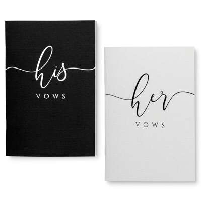 2PCS Wedding Vow Books, Vow Books His And Hers With Gold Foil Lettering, 28 Pages With Plenty Of Space To Write Your Vows, Perfect Wedding Essentials For Your Wedding Day,School Supplies,Back To School