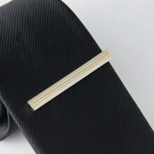 1 件裝男士兩色領帶夾,個人化時尚領帶夾,男士禮品領帶夾 - 金黃色 - 查看 2