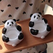熊貓形狀手工燭台和香氛蠟燭、裝飾品和紀念品帶禮盒 - 黑與白 - 查看 4