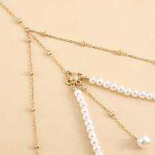1pc European & American Style Faux Pearl Pendant Elastic Adjustable Leg Chain For Sexy Girls Daily Wear, Leg Bracelet - Gold - View 5