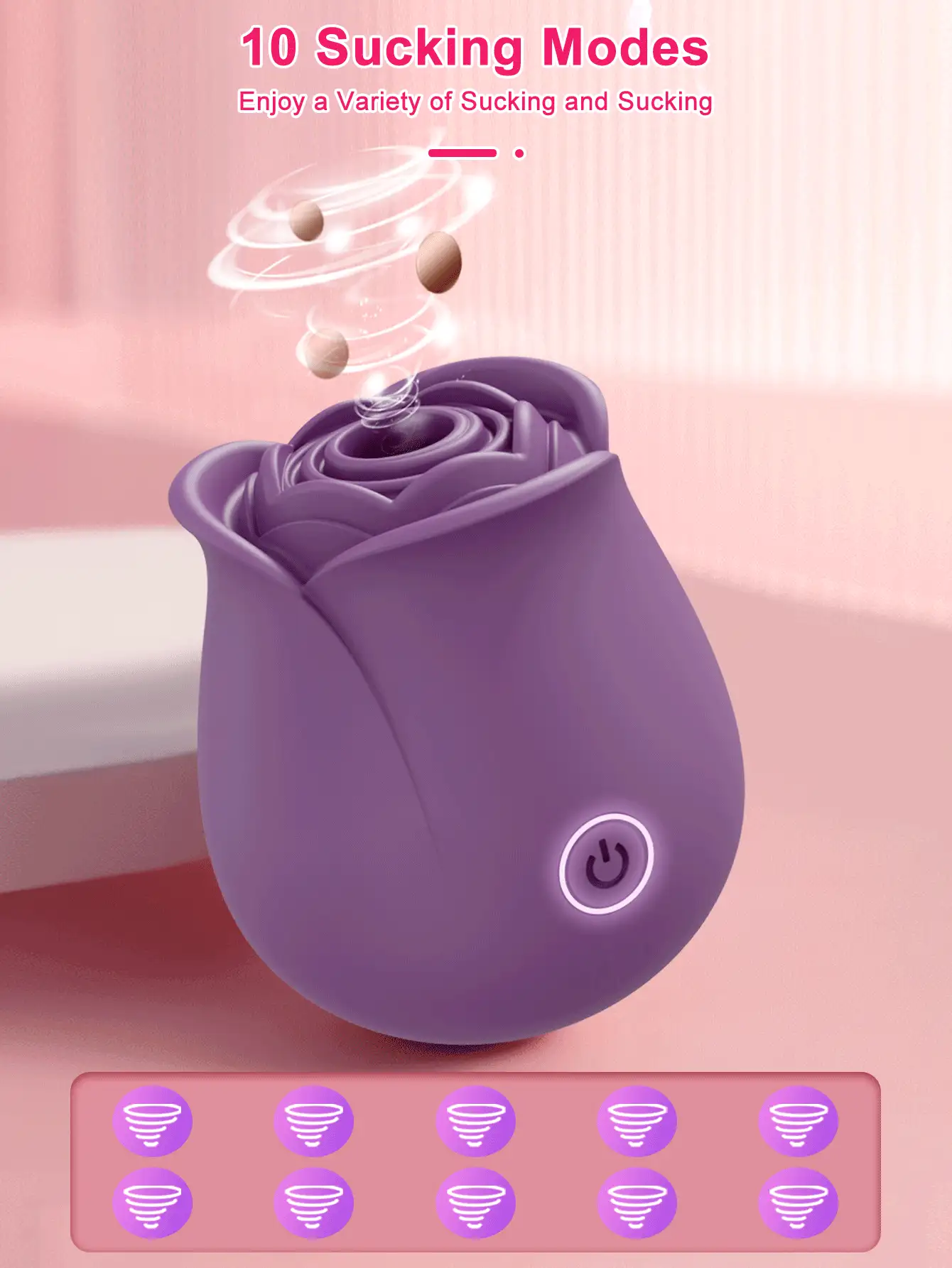 Women's Sex Toys, Rose-Shaped Sucking Vibrator, Clitoral Sucker, 10 Sucking Modes, Nipple Stimulator Vibrator, Women's Sex Toys - Purple - View 3