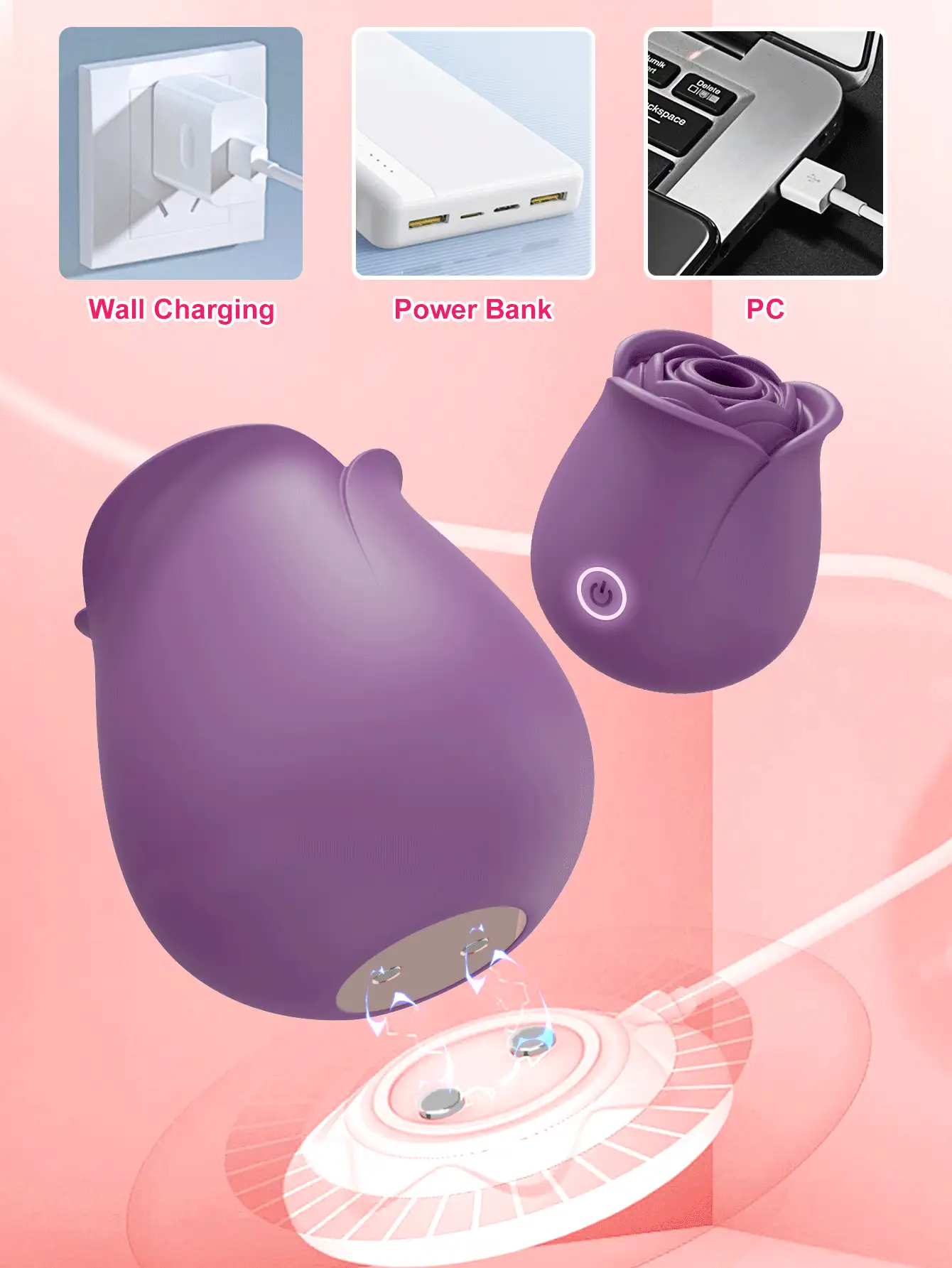 Women's Sex Toys, Rose-Shaped Sucking Vibrator, Clitoral Sucker, 10 Sucking Modes, Nipple Stimulator Vibrator, Women's Sex Toys - Purple - View 8