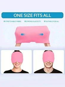 1pc Cooling Gel Ice Pack Hat, Cold Compress Sleep Head Cap Eye Mask, Gel Ice Pack Head & Eye Cooling Cap, Temperature Lowering Hot/Cold Therapy Head Cover - Pink - View 10