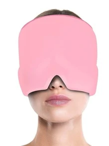 1pc Cooling Gel Ice Pack Hat, Cold Compress Sleep Head Cap Eye Mask, Gel Ice Pack Head & Eye Cooling Cap, Temperature Lowering Hot/Cold Therapy Head Cover - Pink - View 3