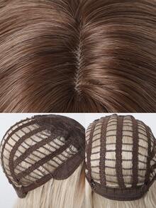 24 吋長直漸層棕色至金色假髮帶瀏海耐熱合成假髮女式髮派對日常角色扮演漸變色合成假髮製作自然外觀的女式假髮 - 彩色 - 查看 9