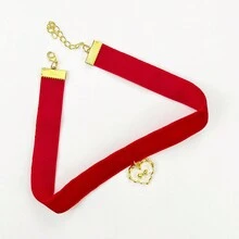 1 件 2000 年風格紅色心形吊墜設計天鵝絨項圈/項鍊/鎖骨鏈,簡約甜美 - 愛心蝴蝶結吊墜 - 查看 15