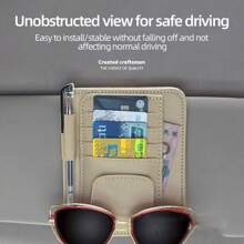 汽車遮陽板收納盒,汽車內裝配件口袋收納盒,pu 皮革眼鏡掛夾,適用於汽車太陽眼鏡架和車票卡夾,適用於汽車遮陽板配件 - 粉色 - 查看 3