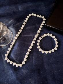 2 件套冰心 Y2K 彩色水钻项链和手链男士嘻哈时尚珠宝礼物嘻哈朋克爱好者珠宝链环手链套装 - Jewelry set - 查看 4