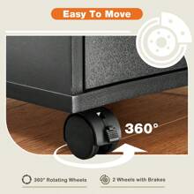 5 Drawer Chest - Storage Cabinets Dressers Wood Dresser Cabinet With Wheels Mobile Organizer Drawers For Office - 黑色 - 查看 6