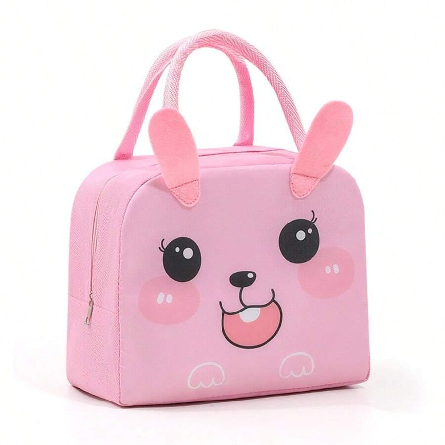 1pc Lunch Bag - Portable, Fashionable, Convenient Storage Solution, Suitable For School, Work And Travel - Pink - View 1