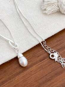 1個s925純銀項鍊銀掛鉤&珍珠吊墜設計,極簡鎖骨鍊,日常佩戴大禮物