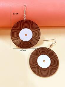 1pair Acrylic White Linear Design Earrings & Black Disk Dangle Earrings, Perfect For Parties, Shows, Dates, As Gifts For Friends - Multicolor - View 10