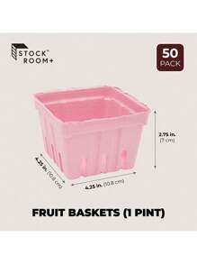 Pink Pulp Fiber Berry Baskets, Pint Fruit Containers (4.3 X 4.3 X 2.8 In, 50 Pack) - Pink - View 4