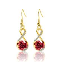 1 對扭紋玫瑰鑽石耳環,8 型耳環耳環,女款時尚金耳環 - 金黃色 - 查看 7