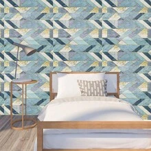 5入組/10入組藍色3d磚紋裝飾牆貼紙,適用於客廳、臥室、廚房 - 藍色 - 查看 6