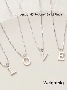 1pc Women Tiny Letter A-Z Initial Letter Necklaces Golden Plated Stainless Steel Engraved Letter Necklace Aesthetic Birthday Valentine'S Day Gift Jewelry Valentines,Mom,Mother,Mother's Day,Gift - Silver - View 4