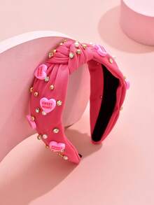 1pc Christmas Day Headband With Rhinestone Pearl Hair Accessories Knotted In The Middle, Christmas, Christmas, Party - Multicolor - View 6