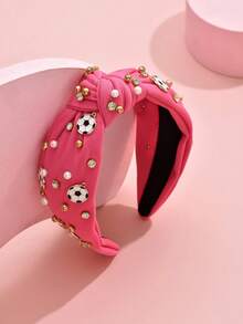 1pc Christmas Day Headband With Rhinestone Pearl Hair Accessories Knotted In The Middle, Christmas, Christmas, Party - Multicolor - View 7