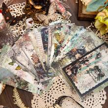 YANJI 30 件復古主題剪貼簿紙,帶有蝴蝶和花朵圖案,diy 藝術工藝裝飾材料,用於個性化相冊,學校用品 - 綠色 - 查看 1