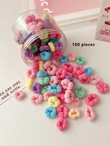 100 件嬰兒髮帶,無損壞幼兒女孩髮帶,小號彈性辮子髮飾 - 彩色 - 查看 2