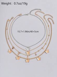 4pcs Set Fashionable Star & Butterfly Pendant Necklaces - Multicolor - View 6