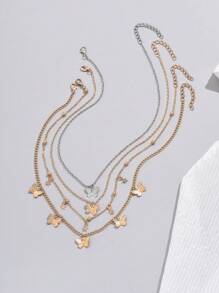 4pcs Set Fashionable Star & Butterfly Pendant Necklaces - Multicolor - View 5