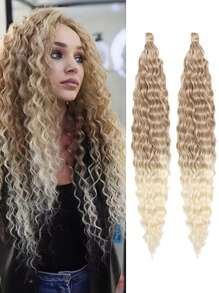 Cabelo De Crochê Onda Do Oceano 30 Polegadas 1 Pacote Cabelo De Crochê De Onda Profunda Longo Cabelo Trançado Ondulado De Cabelo Sintético Curly Crochet Hair Para (30 Polegadas,1 Pacote,27/613#) - Degradê - Ver 1