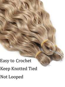 Cabelo De Crochê Onda Do Oceano 30 Polegadas 1 Pacote Cabelo De Crochê De Onda Profunda Longo Cabelo Trançado Ondulado De Cabelo Sintético Curly Crochet Hair Para (30 Polegadas,1 Pacote,27/613#) - Degradê - Ver 4