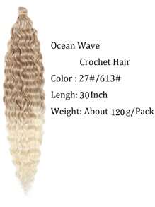 Cabelo De Crochê Onda Do Oceano 30 Polegadas 1 Pacote Cabelo De Crochê De Onda Profunda Longo Cabelo Trançado Ondulado De Cabelo Sintético Curly Crochet Hair Para (30 Polegadas,1 Pacote,27/613#) - Degradê - Ver 3